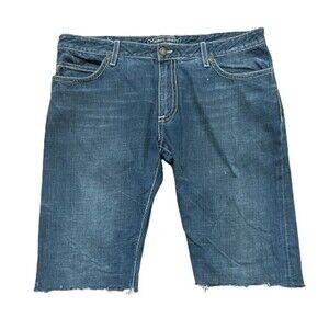 Robin's Jeans Cutoff Denim Blue Flap Pocket Rivets Shorts Men's Size 40